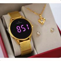 Relógio Digital Feminino Champion CH40133H dourado