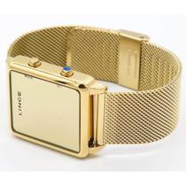 Relógio digital feminino Lince MDG4619L BXKX Quadrado dourado