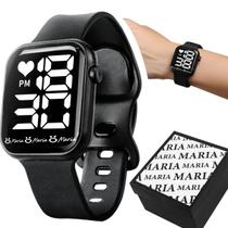 relogio digital feminino original silicone led preto + caixa moda qualidade premium presente casual