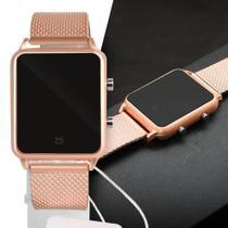 Relogio digital feminino Rose Led quadrado - Orizom