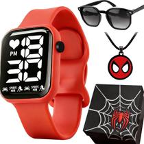 Relogio Digital Infantil Aranha Led + Oculos Caixa heroi data criança esportivo original menino ajustavel luz presente