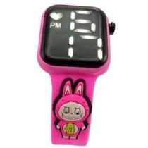 Relógio Digital Infantil Labubu Fantasia Coelho Rosa - SMACTUDO Relógio Digital Infantil Labubu Fantasia Coelho Rosa - SMACTUDO