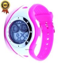 Relógio Digital Infantil Meninas Shock Luz Rosa Branco