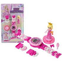 Relogio Digital Infantil Montar Boneca Rosa Pulseira Ajuste - P&D