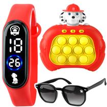 Relógio Digital Infantil + Óculos Sol Proteção UV + Pop It