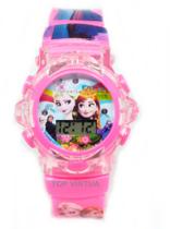 Relógio Digital Infantil Princesa Frozen Musical Luzes Rosa 3d