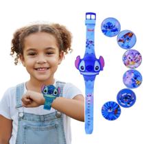 Relógio Digital Infantil Stitch com Projetor de 6 Imagens Diversão Garantida Menina Feminino