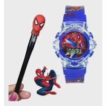 Relógio Digital Infantil Toca e Pisca Luz led Watch Super Heróis Homem Aranha