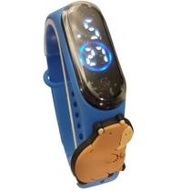 Relógio Digital Infantil touch Capivara LED Pulseira Azul