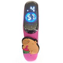 Relógio Digital Infantil touch Capivara LED Pulseira Rosa