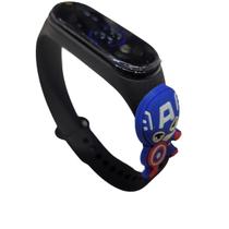 Relógio Digital Infantil Touch Resistente à Água - Herói Capitão América 2- Preto