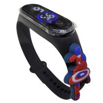 Relógio Digital Infantil Touch Resistente à Água - Herói Capitão América 4 - Preto
