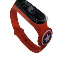 Relógio Digital Infantil Touch Resistente à Água Herói Capitão América_Escudo - Vermelho - SMACTUDO
