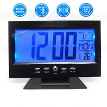 Relógio Digital Inteligente Com Sensor de Temperatura Possui Iluminação Com LED Azul LE8107PR