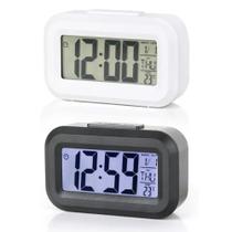 Relógio digital LCD de mesa com luz despertador alarme e temperatura 1019