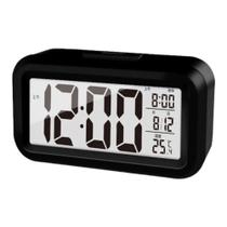 Relógio digital LCD de mesa com luz despertador alarme e temperatura 1019 - Raffs