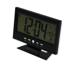 Relógio digital LCD de mesa com luz despertador alarme e temperatura controle de voz 8082