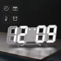 Relógio Digital LED 3D USB Parede Mesa Grande Visor Alarme 12h 24h