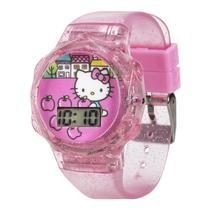 Relógio Digital LED Accutime Hello Kitty Rosa Glitter