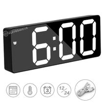 Relógio Digital LED Alarme Eletrônico, Data e Termômetro ZB4004