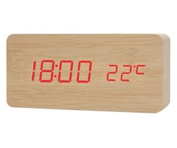 Relógio Digital Led Cabeceira Com Termômetro Estilo Madeira Grande
