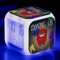 Relógio Digital LED com Alarme e Luz Noturna em 7 Cores para Crianças Among Us Impostor - SANLIN BEANS