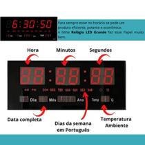 Relógio Digital LED com Termômetro de Alta Precisão e Calendário