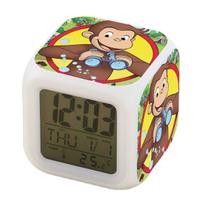 Relógio digital LED Curious Georges Monkey Square com alarme C