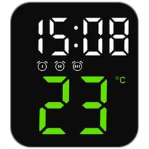 Relógio Digital LED de Mesa Parede Modo Despertador Soneca Data Temperatura Brilho Ajustável Escritório Quarto