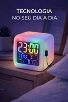 Relógio Digital LED Despertador Branco com Temperatura Data Soneca Quarto Mesa Relógio Digital LED Despertador Branco com Temperatura Data Soneca Quarto Mesa