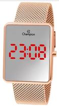 Relógio Digital LED Espelhado Caixa Rose Letra Vermelha Champion QTZ
