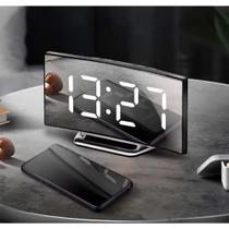 Relógio Digital LED Espelhado Curvado De Mesa Com Alarme Despertador e Temperatura B-MAX