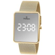 Relógio Digital LED Espelhado Feminino Dourado Champion