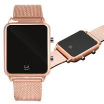 Relogio Digital Led Feminino Dourado Rose Quadrado Casual - Orizom