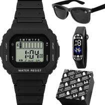 relogio digital led infantil preto + oculos sol menino pulseira ajustavel presente silicone crianca protecao uv acetato relogio digital led infantil preto + oculos sol menino pulseira ajustavel presente silicone crianca protecao uv acetato