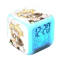 Relógio digital LED Kagamine Rin Square com função de despertador Relógio digital LED Kagamine Rin Square com função de despertador