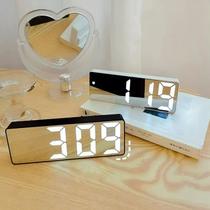 Relogio Digital Led LCD Brilha Portatil Cabeceira Mesa Espelhado Hora Despertador Alarme