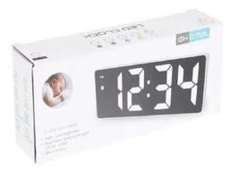 Relogio Digital Led LCD Brilha Portatil Cabeceira Mesa Espelhado Hora Despertador Alarme Temperatura
