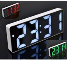 Relogio Digital Led LCD Brilha Portatil de Cabeceira Espelhado Hora Despertador Alarme Temperatura