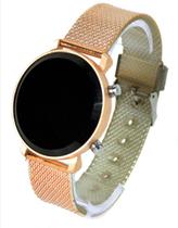 Relógio Digital Led Luxo Feminino Unissex Redondo Pulseira Silicone Dourado Rose Gold Prata Preto Moda Blogueira