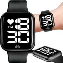 relogio digital led masculino silicone premium qualidade leve esportivo preto original ajustavel presente quadrado