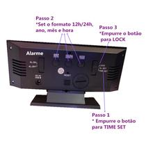 Relógio digital led mesa espelhado calendário temperatura desperdator usb -trasseira preta Relógio digital led mesa espelhado calendário temperatura desperdator usb -trasseira preta