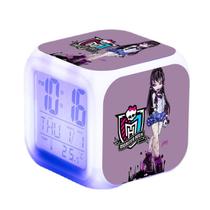 Relógio digital LED Monsters Highs Square com alarme para crianças