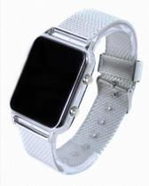 Relógio Digital Led Quadrado Feminino/Masculino Pulseira Silicone Ajustável Dourado Rose Gold Prata Preto Moda Luxo