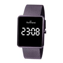 Relógio Digital Led Retangular Lílas Rommanel 650185 Cor:ROXO