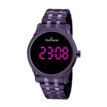 Relógio Digital Led Roxo Rommanel 650077 Relógio Digital Led Roxo Rommanel 650077