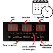 Relógio Digital LED Termômetro e Alarme para Escritórios Premium