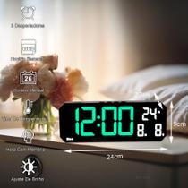 Relógio Digital LED Verde Grande Despertador 3 Alarmes Relógio Digital LED Verde Grande Despertador 3 Alarmes