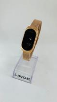 Relógio digital Lince feminino rosegold com pulseira tipo mesh e led branco