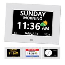 Relógio digital LXBYJKJ de 7 polegadas com dia e data para idosos brancos